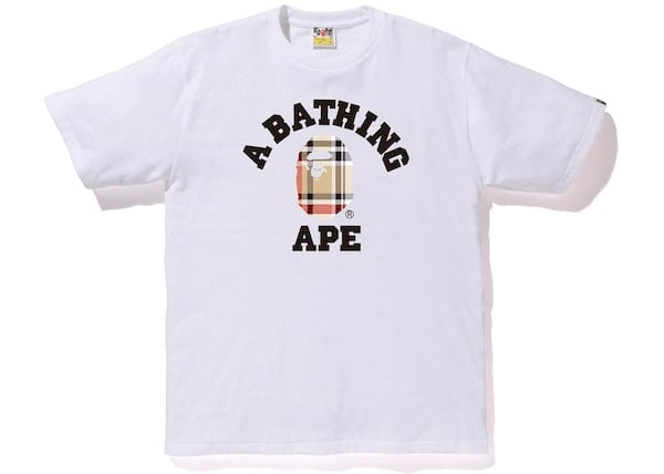 BAPE Check College Tee White/Beige
